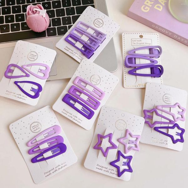 Acessórios para o cabelo 3 pçs/set doces cor sólida estilo coreano bb snap pin clipes café roxo tecelagem traje grampos de cabelo para meninas crianças