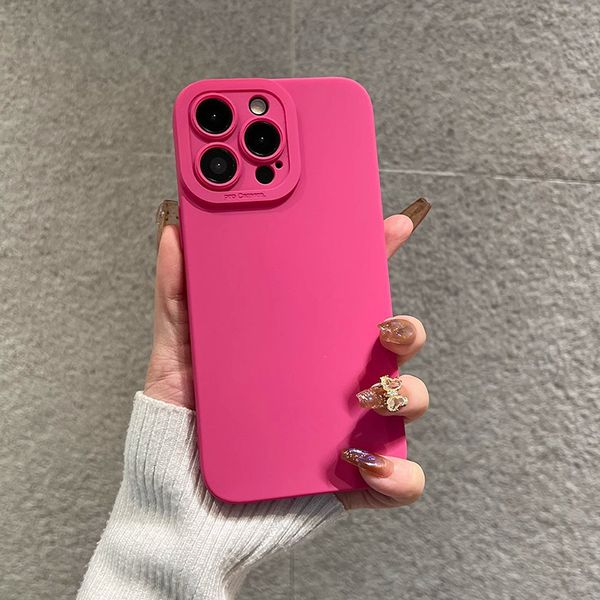 iPhone 15 Pro Max Designer-Blumen-Handyhülle für Apple 14 Plus 13 12 11 XS XR, luxuriöses weiches TPU-Silikon, Blumendruck, einfarbig, Bonbonfarben, Rückseite, Shell, Coque Fundas, Rosenrot