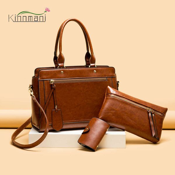 Bolsa de luxo feminina designer novo design rebite senhoras sacos ombro três peças estilo moderno retro mensageiro sacos para mulher