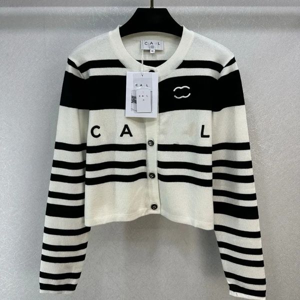 Camisola feminina cardigan malha ano novo gola alta marca de luxo designer canal camisola casual topo