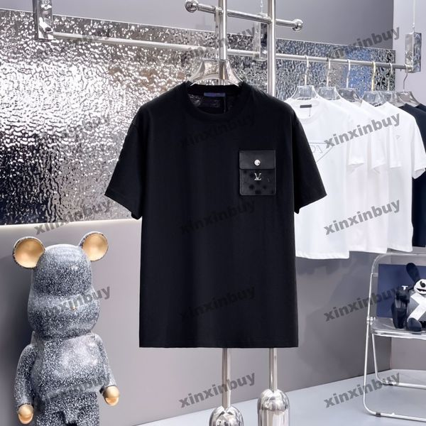 xinxinbuy Herren Designer T-Shirt 2024 Prägung Ledertaschen 1854 Kurzarm Baumwolle Damen Blau Schwarz Weiß Grün Khaki S-3XL