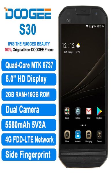 DOOGEE S30 50quotHD Android 70 IP68 Smartphone impermeabile lato impronte digitali 2 GB 16 GB ricarica rapida Dual SIM 4G telefono cellulare4923773