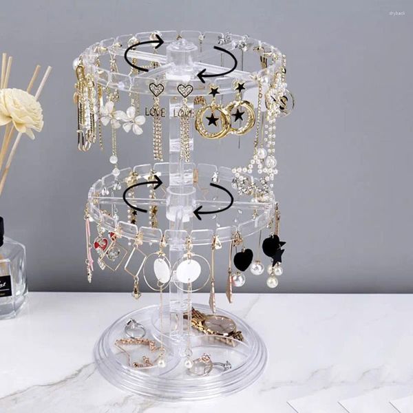 Bolsas de jóias Brincos Rack Colares Exibição Anéis Racks Titular Coreano Show Case Organizador Rotativo