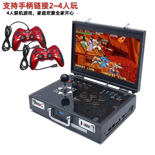 Consoles 14 polegadas Dual System Game Console Arcade Home Fighting Retro Joystick Portátil Arcade Game Console com Monitor Pandora Forest Box