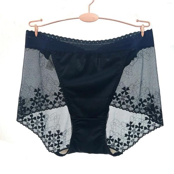 Damenhöschen, sexy Spitze, große Größe, aushöhlen, Slips, transparente Blumenunterhose für Gewicht 100 kg, Mesh-Boyshorts