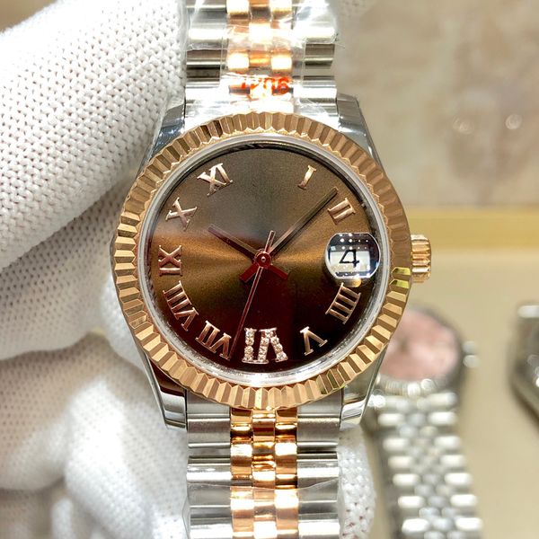 2024 novo relógio feminino Datejust 31mm 904L caixa canelada de aço inoxidável cristal traseiro é feito de cristal de safira resistente a arranhões com fecho de coroa dobrável oculto