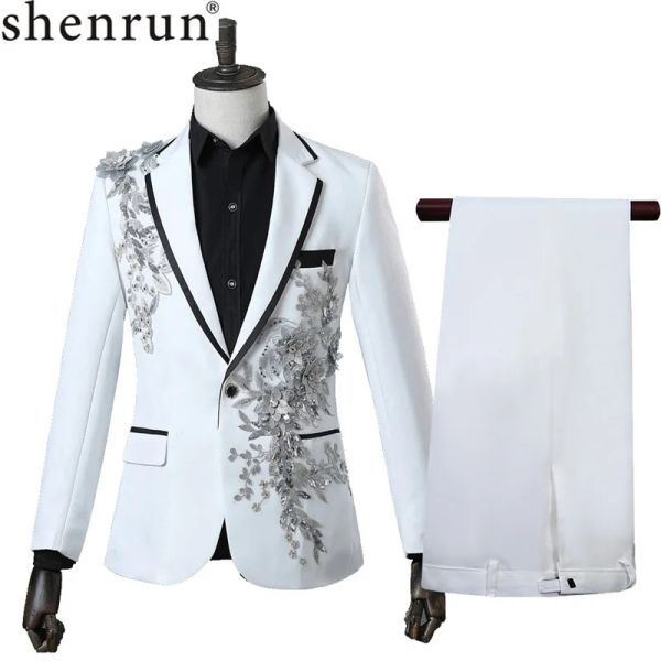Костюмы мужские узкие костюмы модные повседневные приталенные пиджаки брюки сценический свадебный костюм для выпускного вечера белое черное платье для ужина мужской смокинг