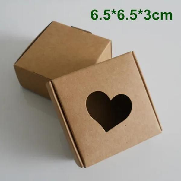 Großhandel Kraftpapier-Verpackungsbox Hochzeitsfeier Geschenkverpackungsbox mit HERZ-Fenster für DIY handgemachte Seife Schmuck Schokolade Süßigkeiten ZZ
