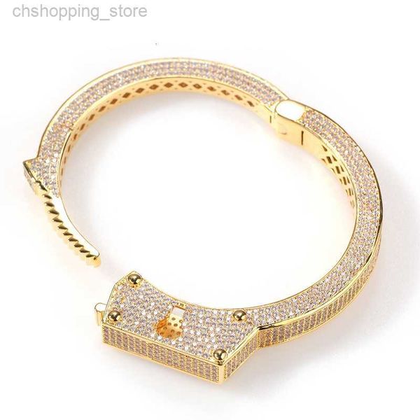 Мужской браслет-наручники в стиле панк, золотой браслет со льдом, винтажные модные браслеты в стиле хип-хоп