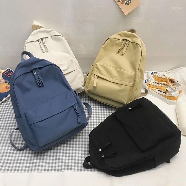 Sırt çantası moda kadınlar kadın okul mavi çanta genç kızlar için anti -hırsızlık dizüstü bilgisayar çantaları düz renk seyahat