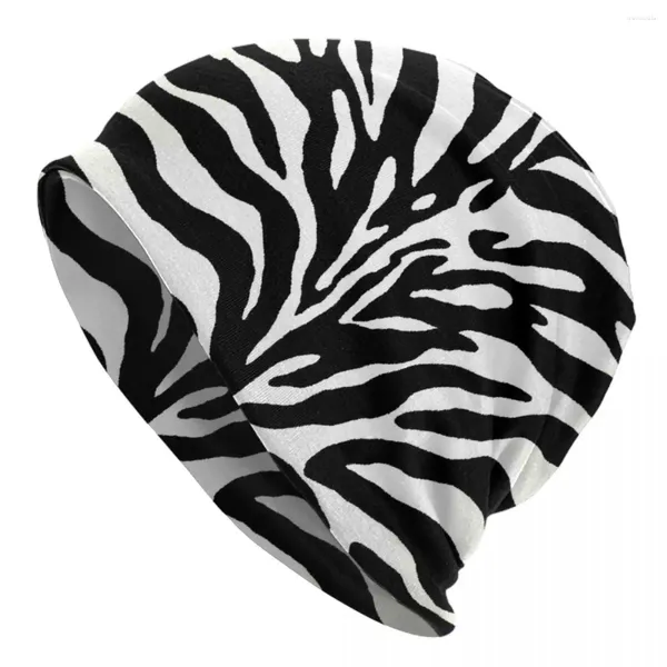 Berets Animal Selvagem Impressão Zebra Preto e Branco Caps Moda Adulto Rua Skullies Gorros Chapéu Primavera Quente Cabeça Envoltório Bonnet Malha