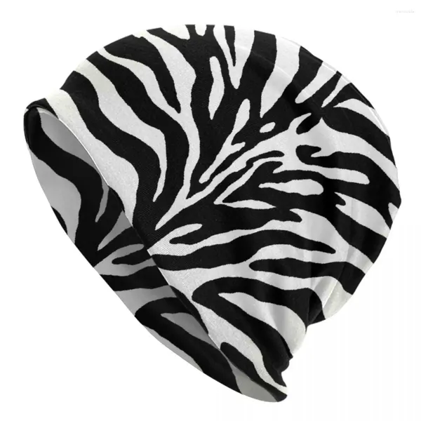 Berretti Stampa animali selvatici Zebra Cappellini in bianco e nero Moda Adulto Street Skullies Berretti Cappello Primavera Caldo Avvolgere la testa Cofano lavorato a maglia