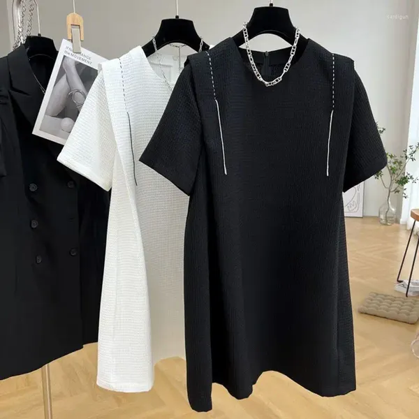 Casual Kleider Maxi Schwarz Weiß Kurzarm Sommer Kleid Frauen 2024 Y2k Vestidos De Mujer T-shirt Robe Femme Kleidung Weibliche koreanische