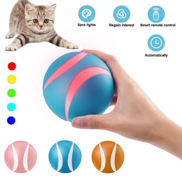 Toys Smart Pet Toys Fernlaufball USB Electric Pet Interactive Ball LED Auto Rolling Blosing Ball Toys for Cats Dogs Training