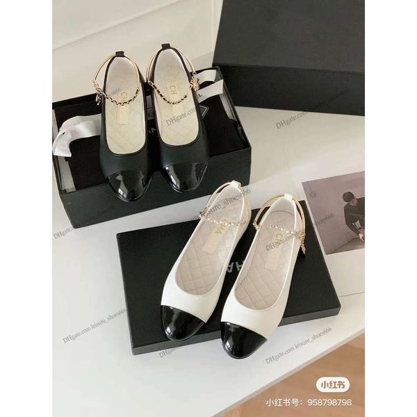 Paris designer de luxo moda ballet flats cabeça redonda arco mulheres sapatos de luxo cadeia decorada casual sapatos macios marca couro flats canal duas versões