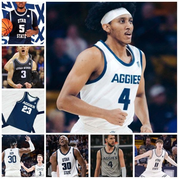 Great Osobor Utah State Aggies 2024 Maglia da basket 2 Garrison Phelps 3 Jaxon Smith 4 Ian Martinez 10 Darius Brown 11 Dallin Grant Utah State Maglie cucite su misura