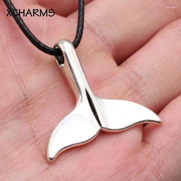 Anhänger Halsketten Initiale Halskette Delphin Schwanz Leder Modeschmuck Für Frauen Freundin Geschenk