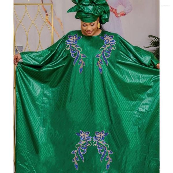Roupas étnicas 2024 Est Estilo Africano Bazin Riche Vestidos para Mulheres Casamento Noiva Robe Nigeriano Mali Mix Tamanho Dashiki com vestido de lenço
