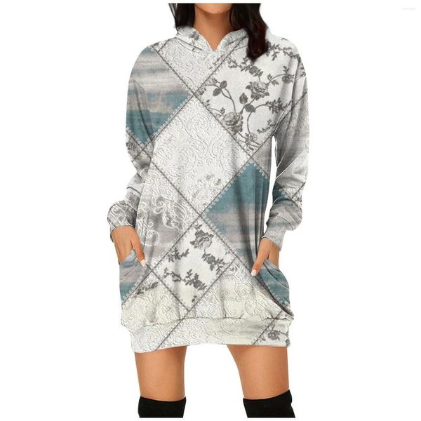 Damen-Kapuzenpullover, 2024, lässig, Herbst, Damen-Patchwork-Sweatshirt, lockerer Langarm-Druck, farblich passend, Frühling, eleganter Damen-Straßenpullover