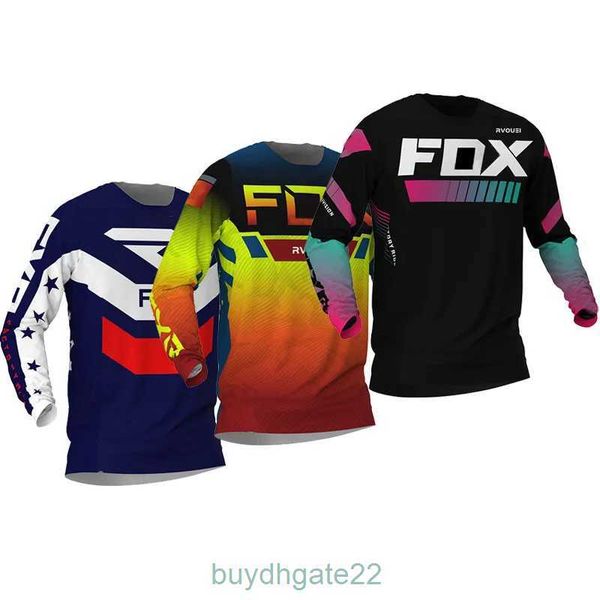 Erkek Tişörtleri Rvouei Fox Enduro Yeni Takım Motokros Gömlek Motosiklet Ceket Off-Road T-shirt Ride MTB Bisiklet Uzun Sleeve Jersey Moto ZD37