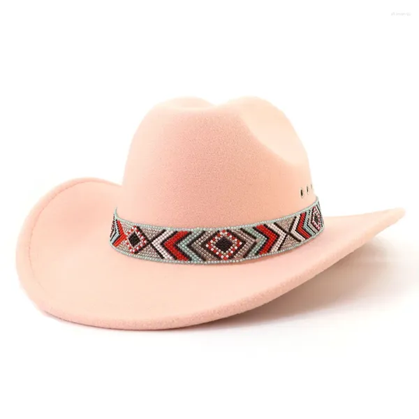 Береты с рулонными полями, ковбойская шляпа в стиле вестерн, женская и мужская шляпа-федора в стиле этнических меньшинств, фетровая кепка для вечеринки, панама, шляпа-федора от солнца