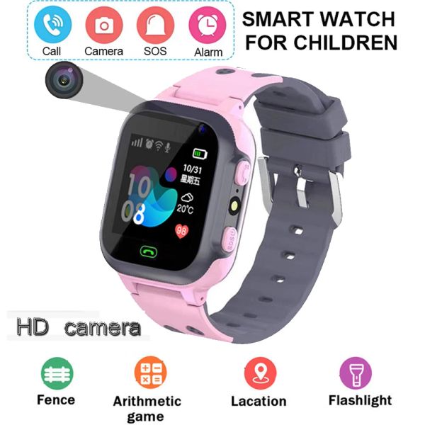 Relógios infantis relógios câmera suporte cartão sim sos lbs localização rastreador tela de toque presente meninas smartwatch para crianças relogio infantil