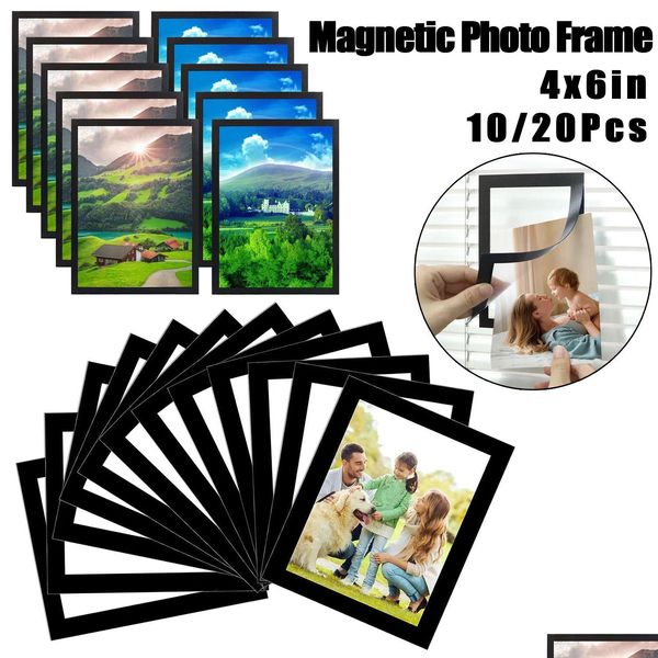 Quadros 4x6 polegadas ímãs de imagem magnética PO Frame Rec Poster Pintura para geladeira / janela / parede decoração de casa gota entrega jardim ac dhb8o