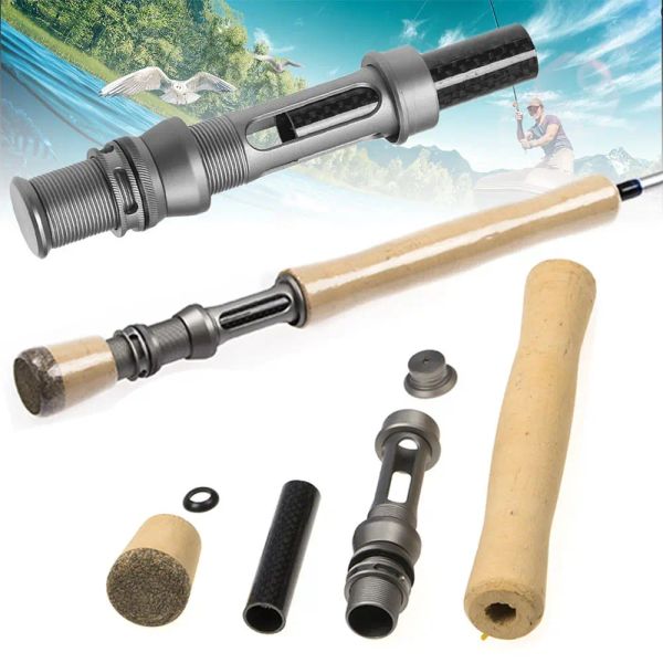 Hastes novo 1 conjunto de carbono esportes ao ar livre roda carretel assento cork grip kit diy pesca girando alça alça