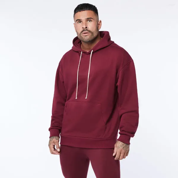 Hoodies masculinos sólido casual hoodie outono algodão solto camisolas pulôver topos ginásio casaco de fitness moda masculina hip hop street wear
