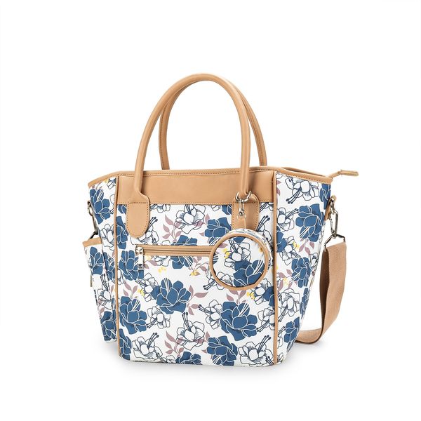 Multifunktionale Mama-Tasche mit Blumenmuster, für Reisen, einzelne Schulter, Umhängetasche, Wickeltasche, isolierter Flaschenhalter, wasserabweisend, leichte Handtasche