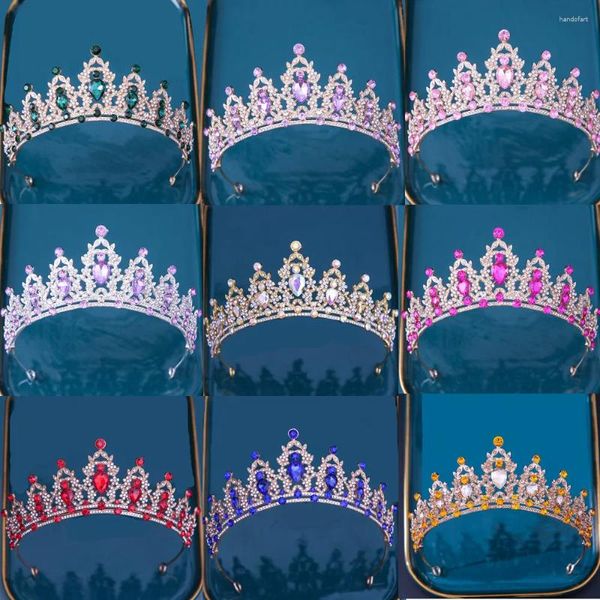 Fermagli per capelli DIEZI Accessori per corona di cristallo multicolore di lusso coreano Tiara per gioielli da sposa con strass per donne e ragazze