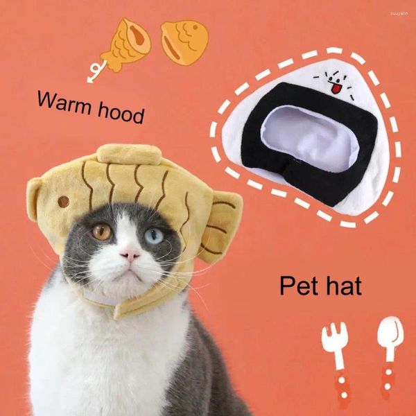Abbigliamento per cani Grazioso copricapo per animali domestici regolabile di pregevole fattura in cotone cartone animato a forma di sushi cappello per gatti decorativo