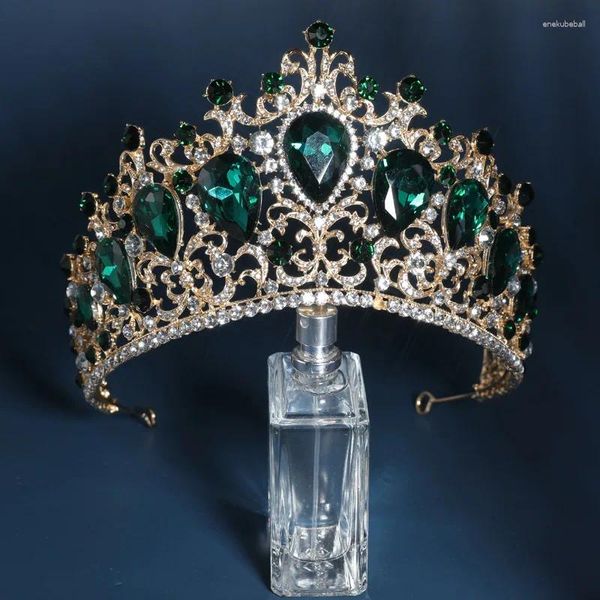 Saç klipleri barok vintage büyük kristal gelin tiaras taçlar kadınlar rhinestone kostüm balo pageant diadem düğün aksesuarları