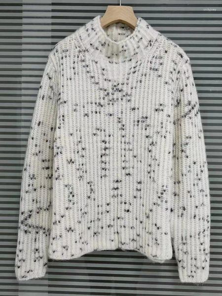 Maglioni da donna Donna Mezzo dolcevita Silhouette Maglione Mohair Misto lana Manica lunga Maglieria allentata femminile Pullover 2024 Primavera