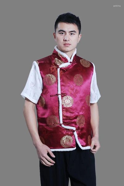 Etnik Giyim Yılı Performans Giyim Erkek ve Kadın Tang Takım Pamuk Yelek Yıpranmış Çin Kostüm Kırmızı