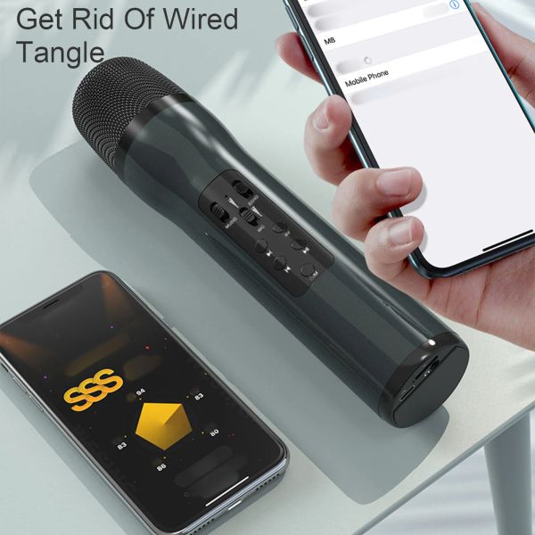 Колонки K7 Беспроводной микрофон для караоке Bluetooth Динамик Микрофон для гитары для Iphone ПК Открытый аудио микрофон с шумоподавлением и записью