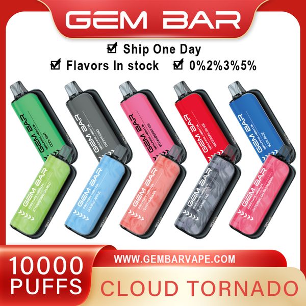 Gem Bar Gem 10000 Puffs Disponível Cigaretas eletrônicas Vape Pen 20ml Pod 650mAh Bateria recarregável porcelana porteira autêntica vapers por atacado