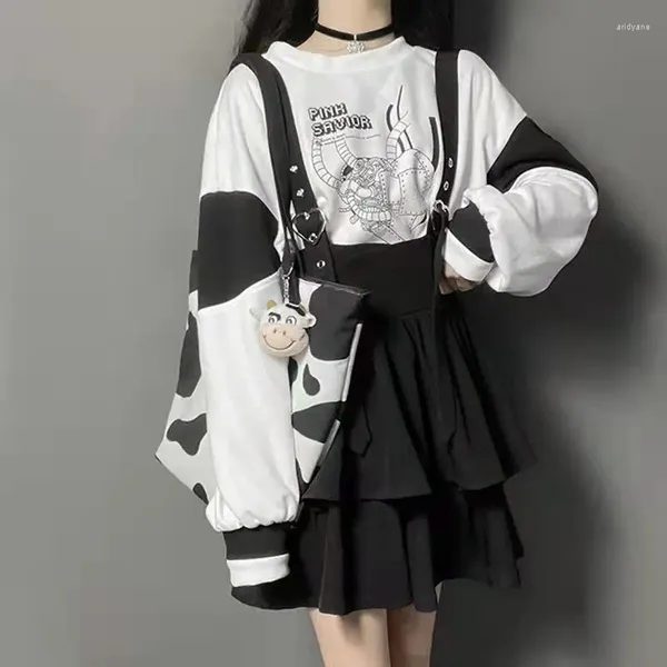 Gonne Vintage Donna Lolita Gonna Nera Punk Gotico Cinturino Mini Preppy College Kawaii Harajuku Y2K Streetwear Bretella