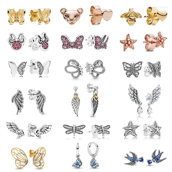 Ohrstecker Europa 925 Sterling Silber Pan Animal Butterfly Ohrring Schmuck für Mädchen Frauen Jubiläumsgeschenk