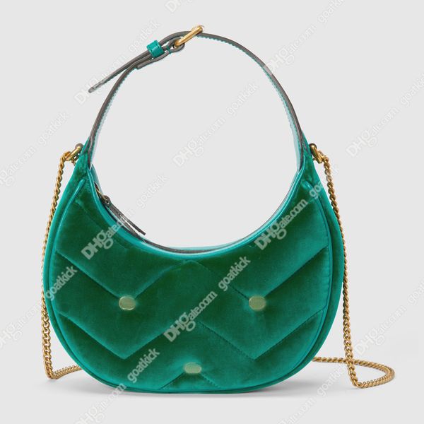 Бархатные сумки Marmont Дизайнерская сумка через плечо в форме полумесяца Роскошные стеганые сумки Женские сумки из натуральной кожи с маленькими кошельками на цепочке Модная сумка-мессенджер через плечо