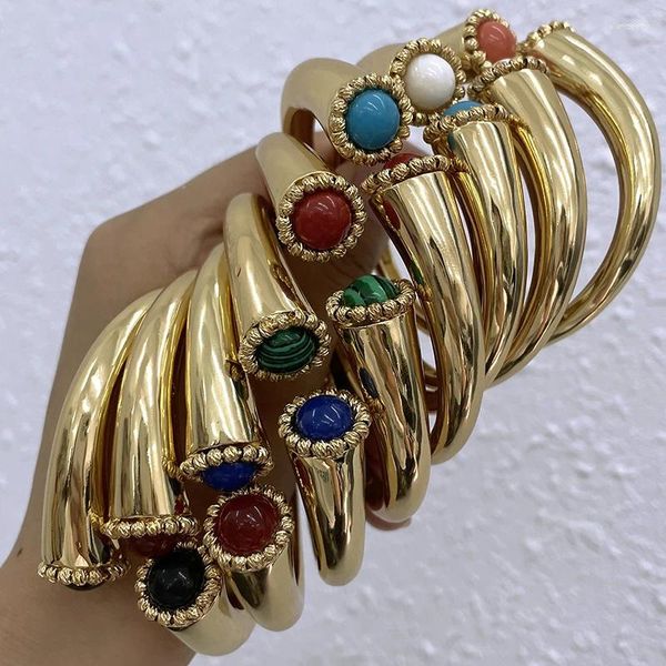 Bangle Dubai Cuff Vintage Pulseira Anéis para Mulheres 18K Banhado A Ouro Jóias Noiva Acessórios de Festa de Casamento Presente