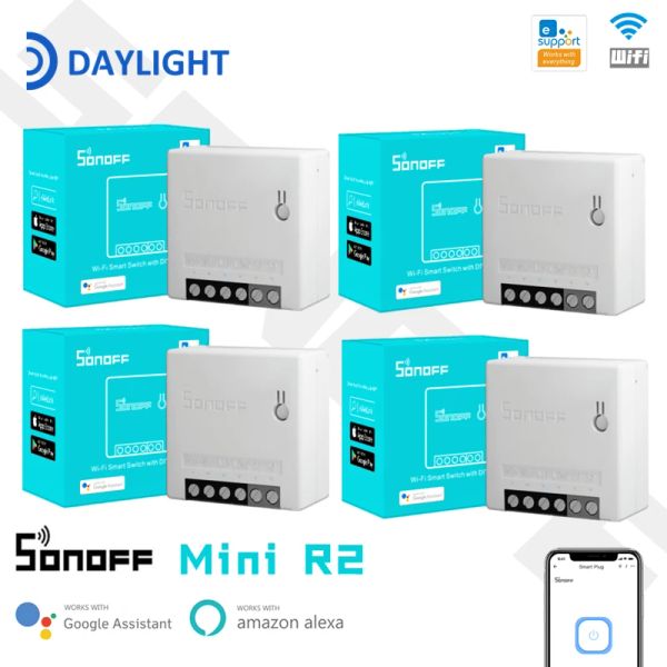 Controle 130Pieces SONOFF R2 WiFi Mini Switch Timer Switches sem fio Automação Smart Remote/Voice Control por Ewelink Alexa Google Home