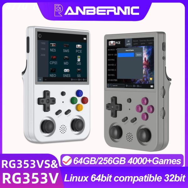 Игроки ANBERNIC RG353V RG353VS Ретро игровая консоль IPS Android Linux Dual OS LPDDR4 2 ГБ 5G Wi-Fi Портативный портативный игровой плеер