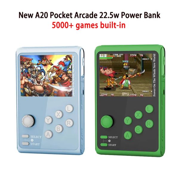 Игроки 2023 Новая портативная игровая консоль A20 Игровой автомат Power Bank 22,5 Вт 3,5-дюймовый IPS HD-экран Десять лучших симуляторов 5000 классических игр