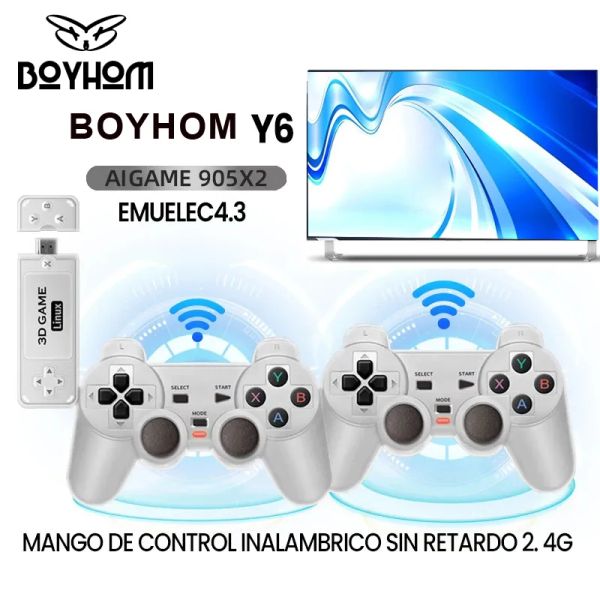 Консоли BOYHOM Y6 2,4G, беспроводная игровая ТВ-приставка, ретро семейная портативная игровая консоль, поддержка 4K HD, многопользовательские игры для PS, подарки
