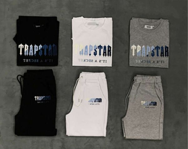 2024 T-shirt da uomo Designer Trapstar t Shirt Manica corta Stampa Outfit Tuta in ciniglia Cotone nero London Streetwear Motion current 3009ess