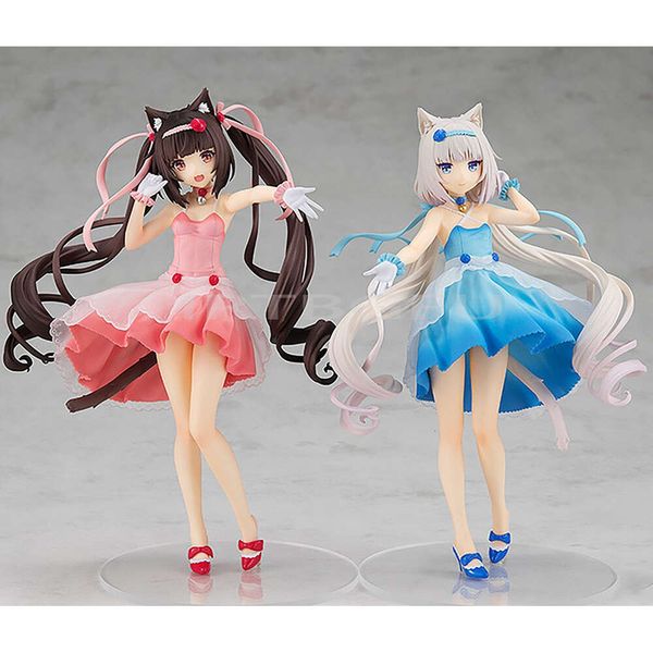 Anime mangá 17cm gsc nekopara chocolate pop up desfile cauda vestido ver anime japonês pvc figura de ação brinquedo jogo colecionável modelo boneca