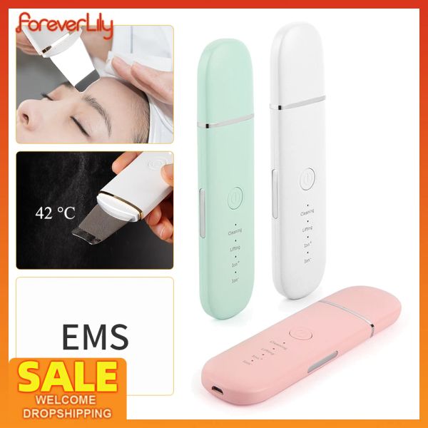 Scrubber EMS Skin Ultrasonic Scrubber Scruppato Deep Face Cleansing Machine peeling Pala per pori facciale Dispositivo di sollevamento rimozione del punto nero