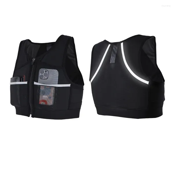 Sacos ao ar livre reflexivo noite correndo colete saco elástico grande capacidade mochila respirável para masculino feminino fitness pequeno item armazenamento