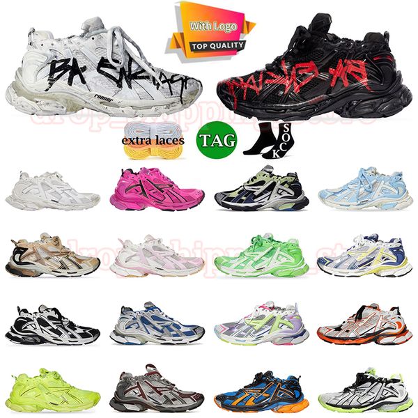 Marca de luxo Track Runners 7.0 Homens Moda Vestido Sapatos Mulheres Graffiti Branco Azul Laranja Preto Multicolor Mens Sapatos Borgonha Desconstrução Treinadores Mocassins Dhgate